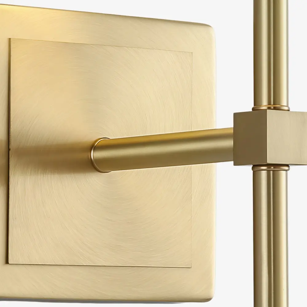 Close-up of the brushed brass square backplate