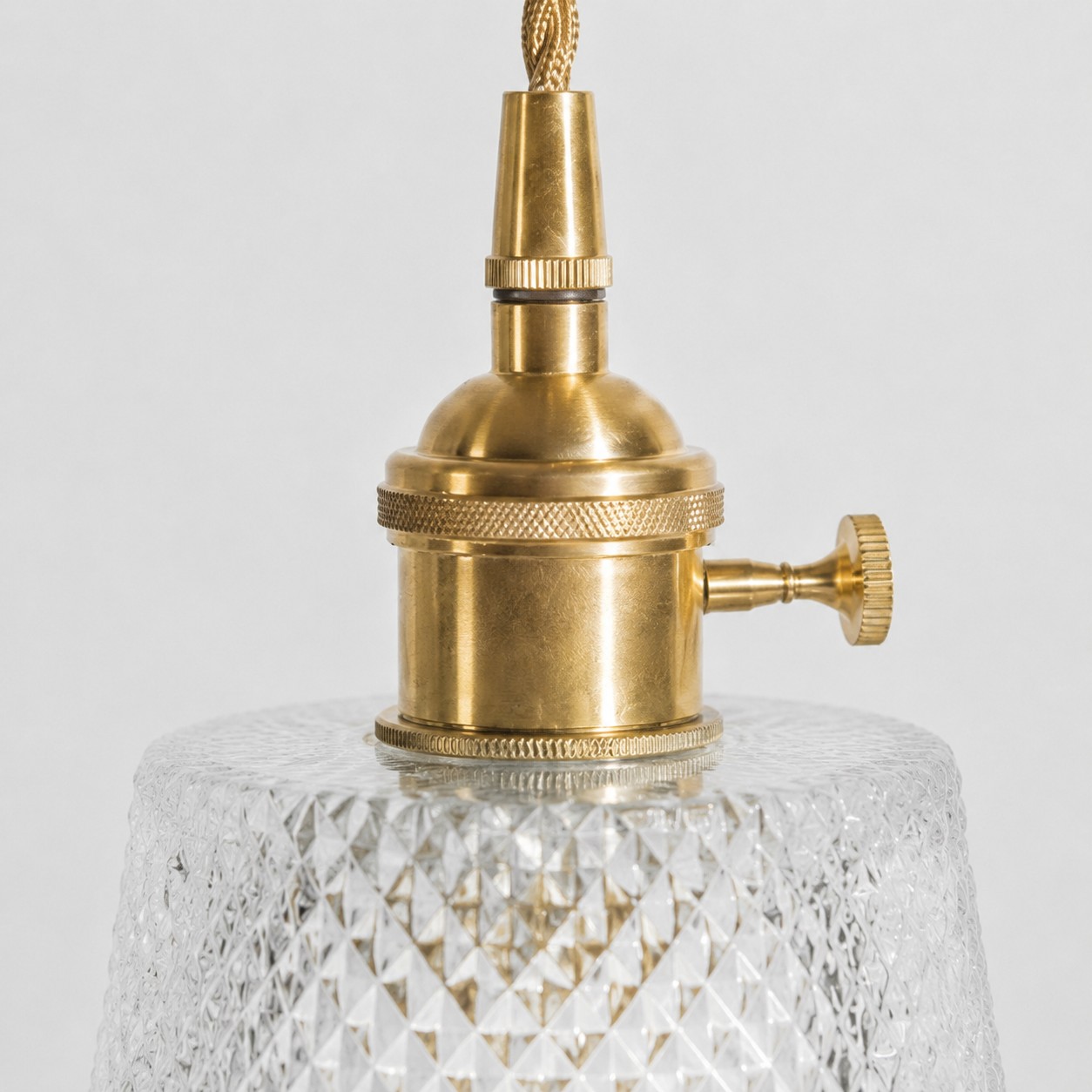 antique brass E27 socket and side screw close-up