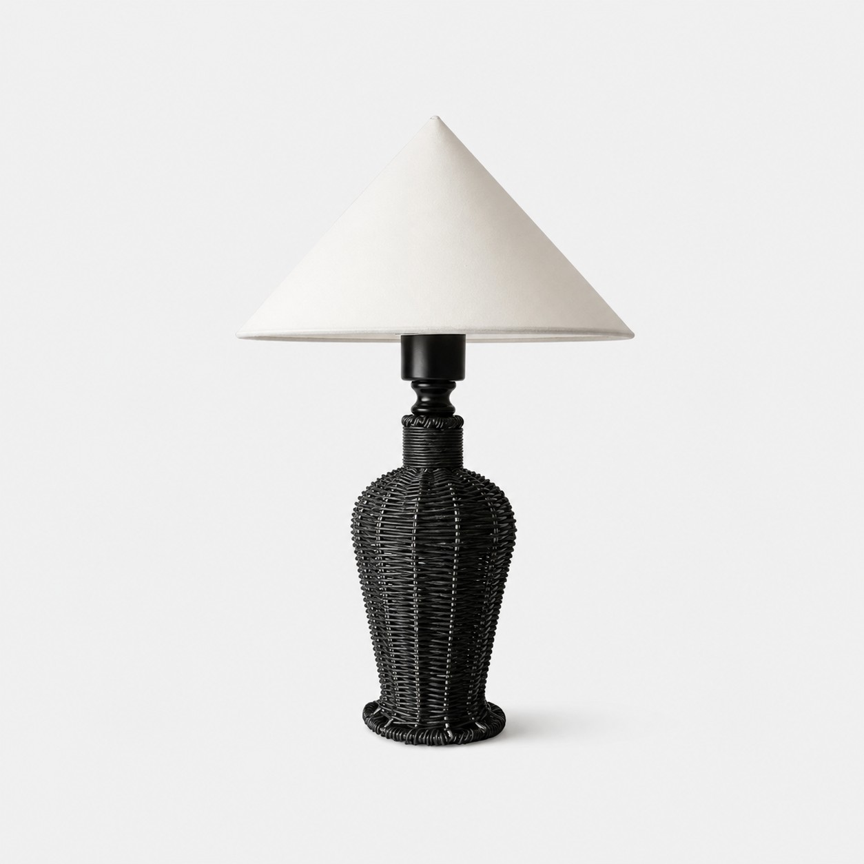 Wabi-sabi table lamp with white fabric shade