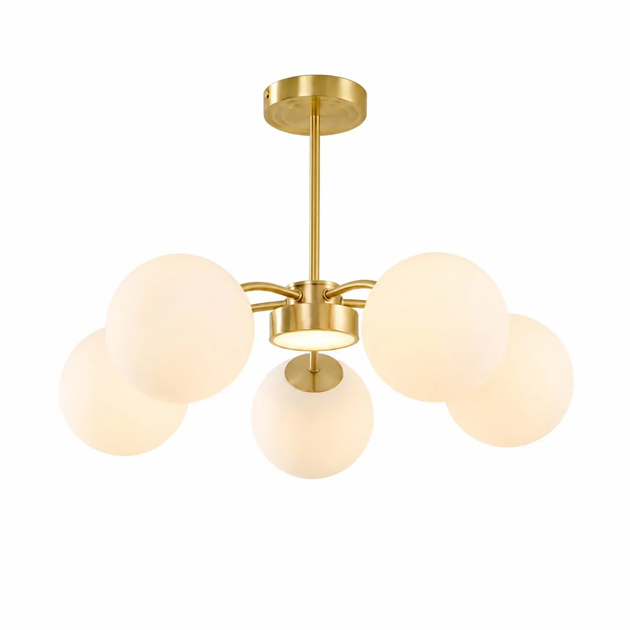 Standard gold 5-light milk glass chandelier