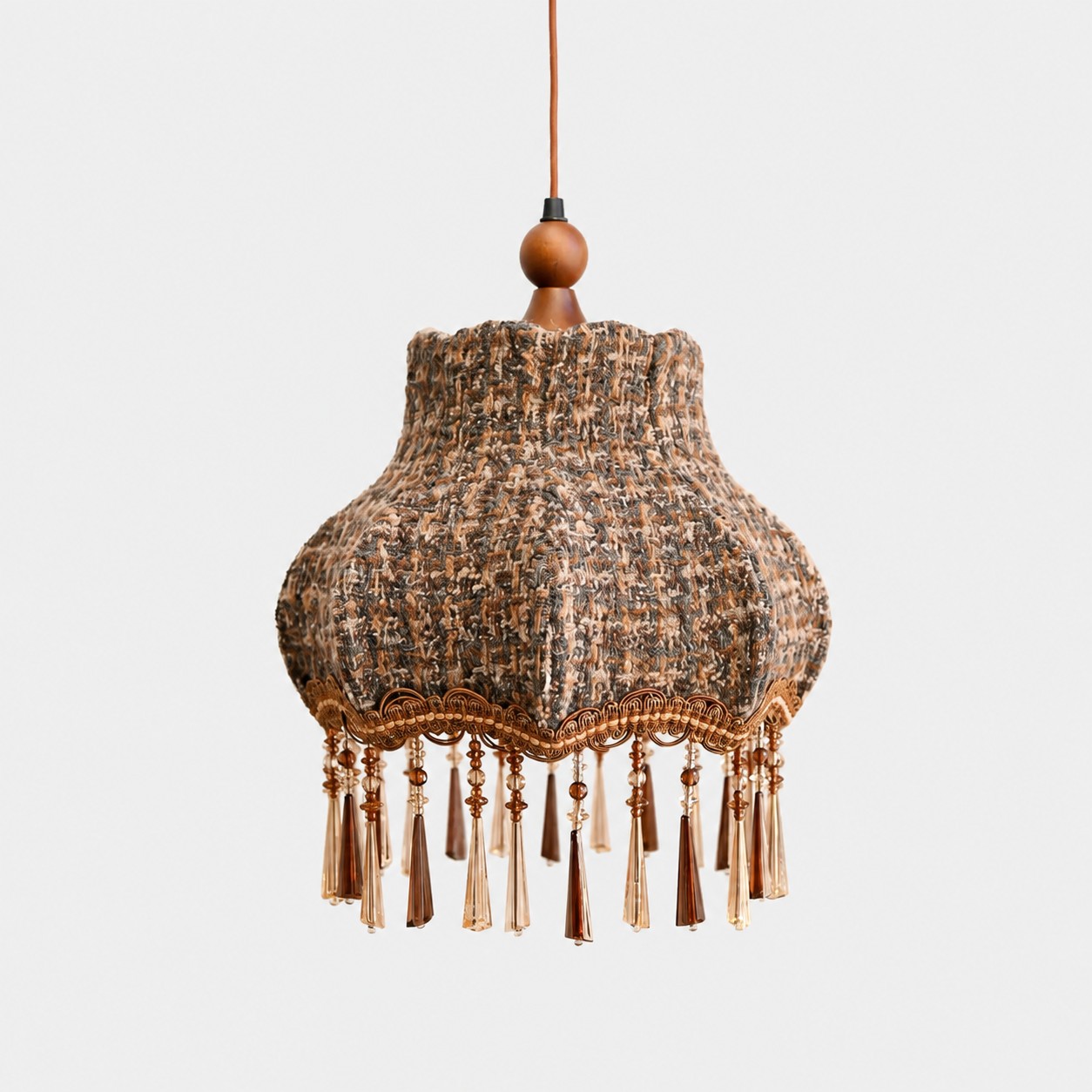 Fabric fringe pendant lamp side view