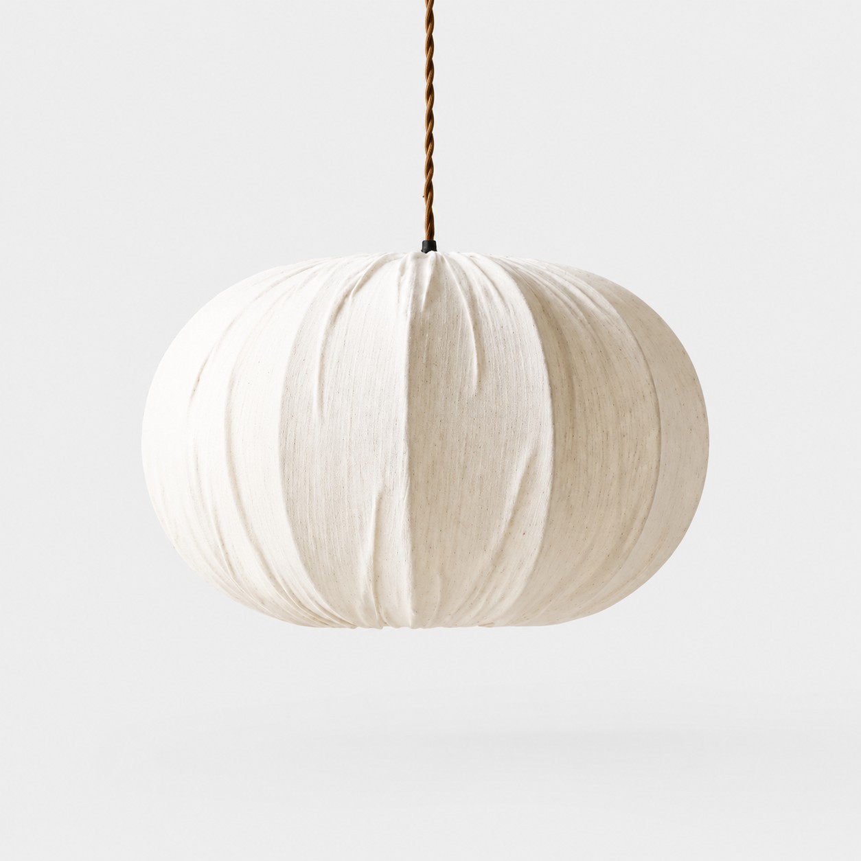 Oatmeal fabric globe pendant light front view