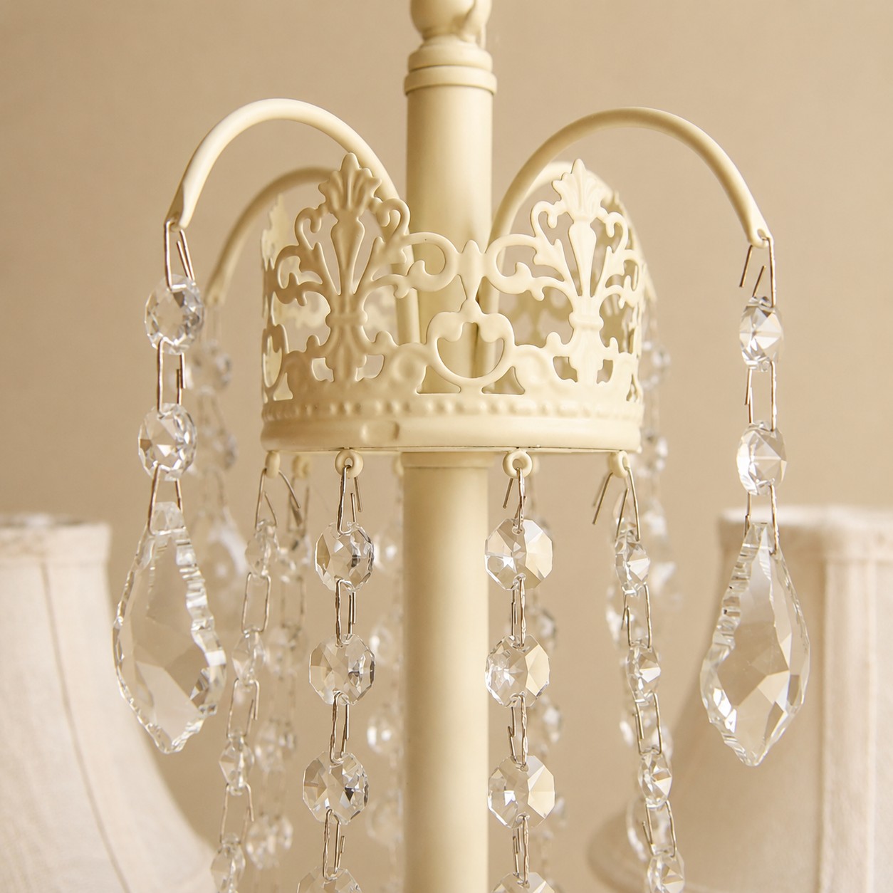 French country four arm fabric shade chandelier image 6