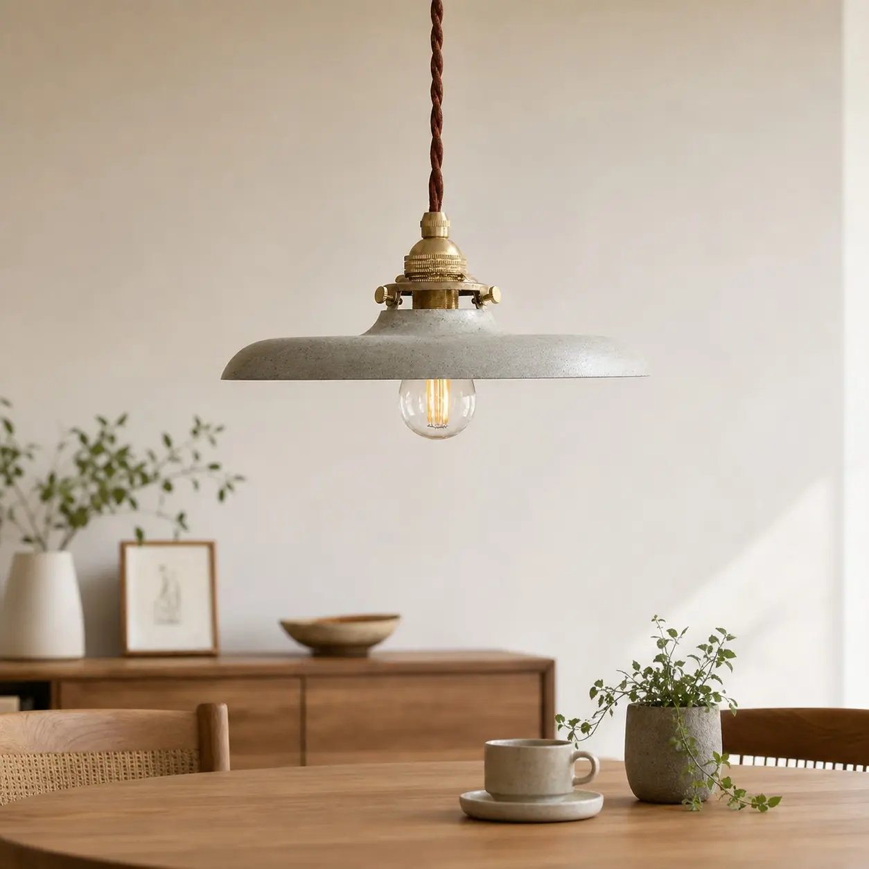 Industrial pendant light shown at room scale