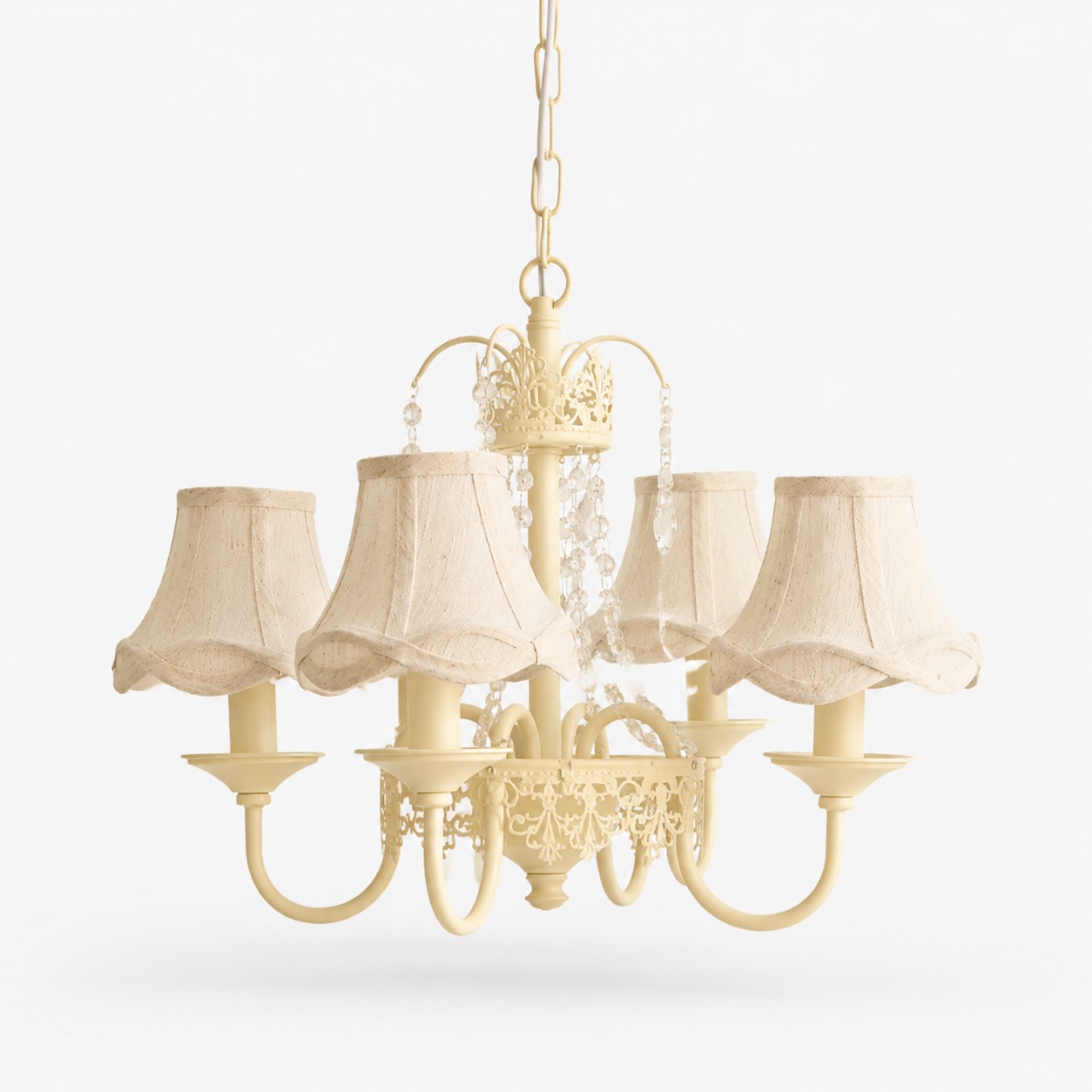 French country four arm fabric shade chandelier image 1