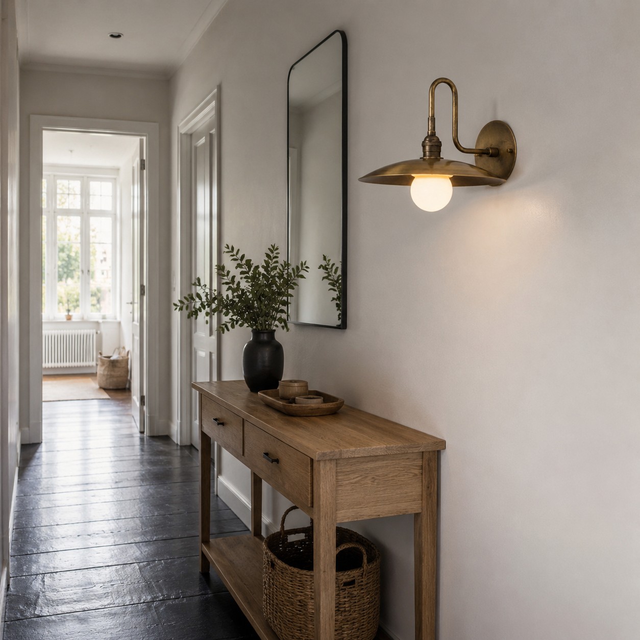 Cantina wall lamp in a warm bedroom setting